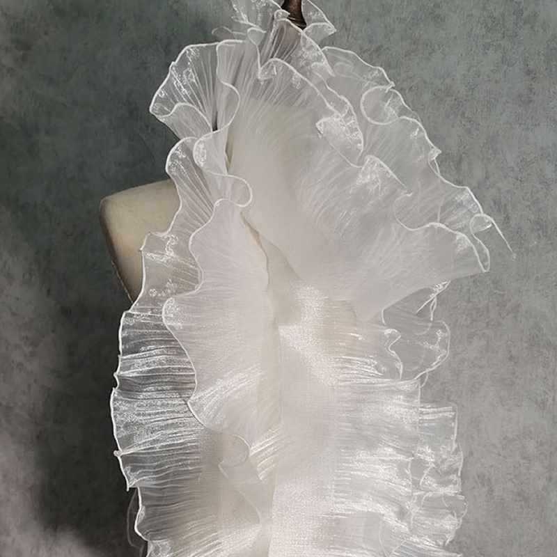 Прозрачен дантелен кант с шестоъгълна мрежа и полиестерна нишка, голям вълнообразен дизайн за занаяти