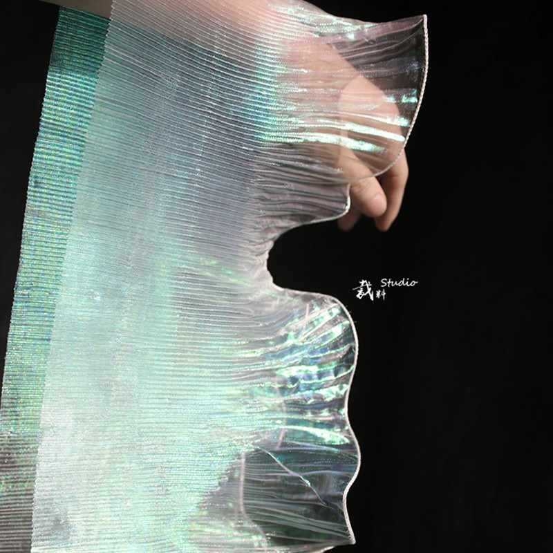 Прозрачен дантелен кант с шестоъгълна мрежа и полиестерна нишка, голям вълнообразен дизайн за занаяти