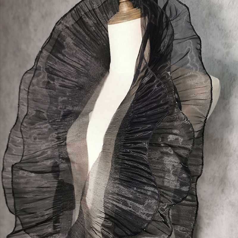 Прозрачен дантелен кант с шестоъгълна мрежа и полиестерна нишка, голям вълнообразен дизайн за занаяти