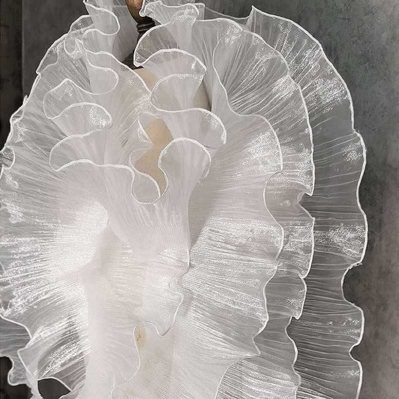 Прозрачен дантелен кант с шестоъгълна мрежа и полиестерна нишка, голям вълнообразен дизайн за занаяти