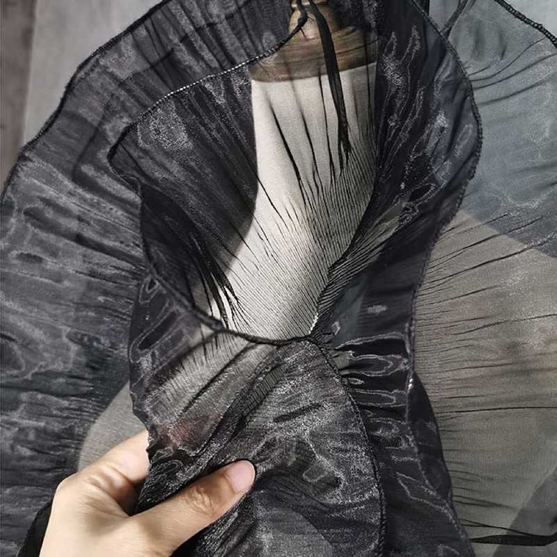 Прозрачен дантелен кант с шестоъгълна мрежа и полиестерна нишка, голям вълнообразен дизайн за занаяти