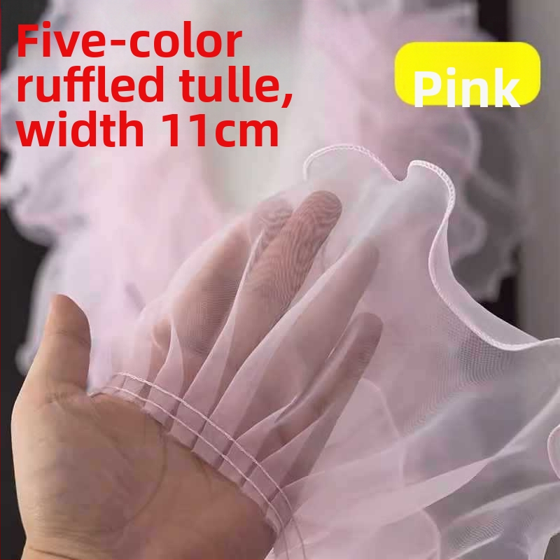 Прозрачен дантелен кант с шестоъгълна мрежа и полиестерна нишка, голям вълнообразен дизайн за занаяти