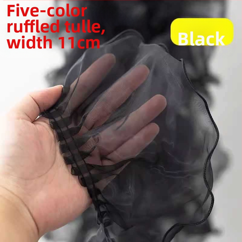 Прозрачен дантелен кант с шестоъгълна мрежа и полиестерна нишка, голям вълнообразен дизайн за занаяти