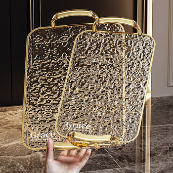 Kvadratinė serviravimo padėklas su rankenėle, iš PET+ABS, šiuolaikiškas minimalistinis stilius, atspari kritimams.