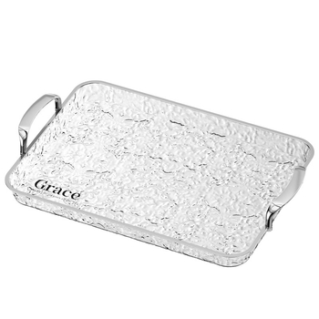 Kvadratinė serviravimo padėklas su rankenėle, iš PET+ABS, šiuolaikiškas minimalistinis stilius, atspari kritimams.