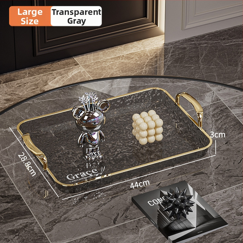 Kvadratinė serviravimo padėklas su rankenėle, iš PET+ABS, šiuolaikiškas minimalistinis stilius, atspari kritimams.