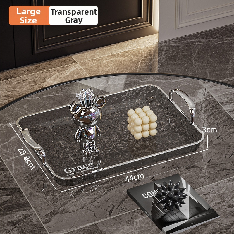 Kvadratinė serviravimo padėklas su rankenėle, iš PET+ABS, šiuolaikiškas minimalistinis stilius, atspari kritimams.