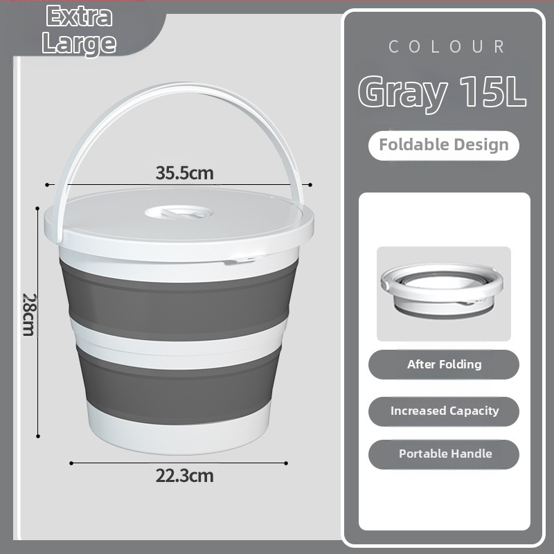 Sulankstomos nešiojamos plastikinės kibiras lauko naudojimui – sustiprinta konstrukcija, atsparus aukštoms temperatūroms, tinka automobilių plovimui, žvejybai ir namų vandeniui