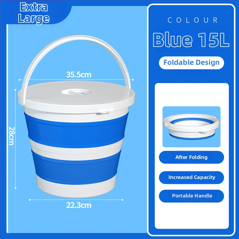 Sulankstomos nešiojamos plastikinės kibiras lauko naudojimui – sustiprinta konstrukcija, atsparus aukštoms temperatūroms, tinka automobilių plovimui, žvejybai ir namų vandeniui