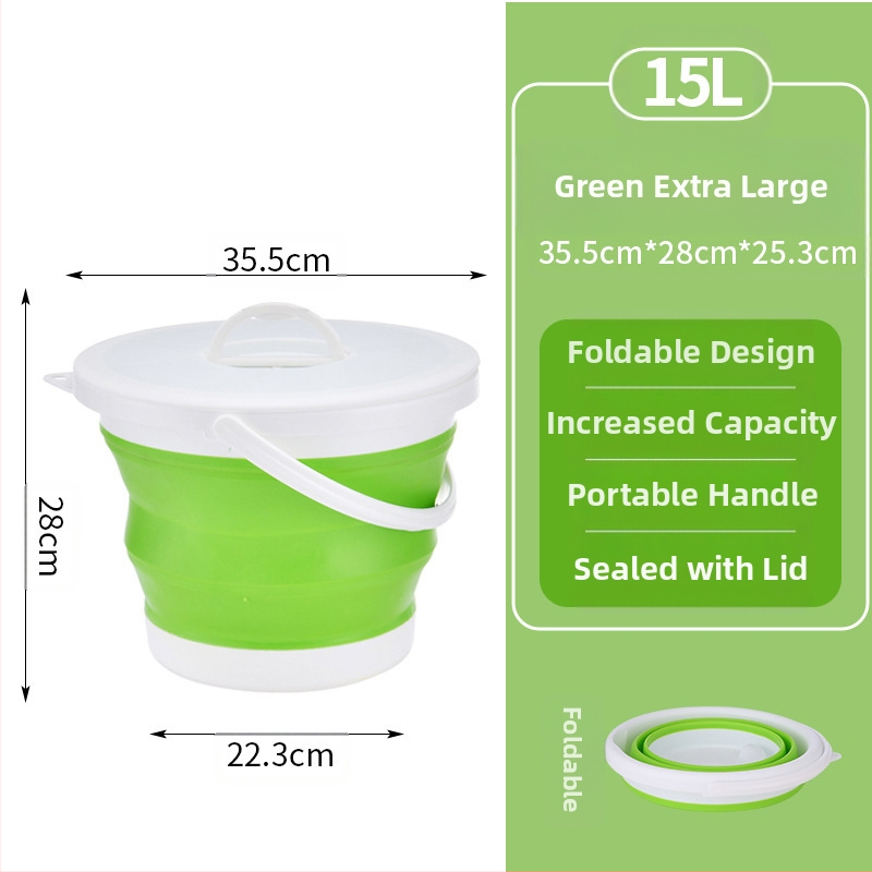 Sulankstomos nešiojamos plastikinės kibiras lauko naudojimui – sustiprinta konstrukcija, atsparus aukštoms temperatūroms, tinka automobilių plovimui, žvejybai ir namų vandeniui
