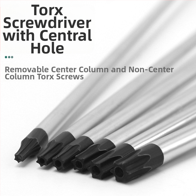 Išplėstinis atsuktuvo bitų rinkinys su magnetiniu galu – Torx (T5, T8, T27, T30) ir šešiakampiai bitai, anglies plienas