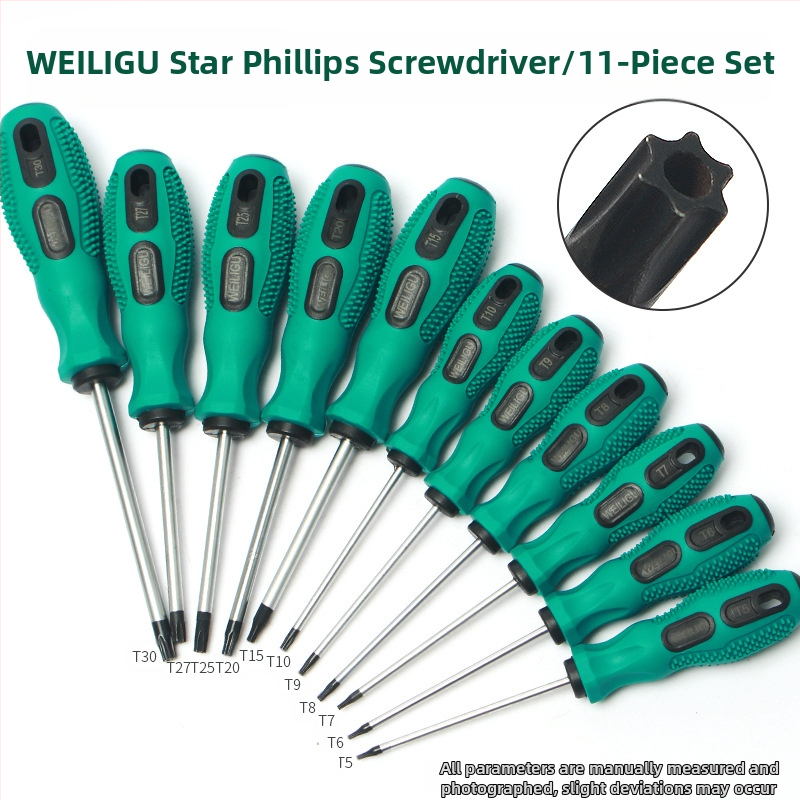 Дълъг комплект битове за отвертка с магнитен връх — Торкс (T5, T8, T27, T30) и шестогранни битове, въглеродна стомана