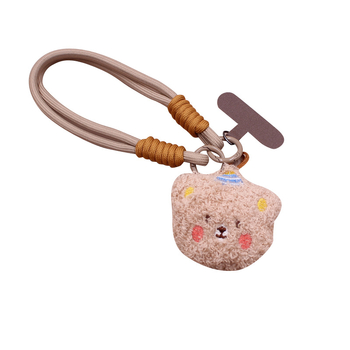 Μενταγιόν για κινητό με κεφαλή αρκούδας από βελούδινο ύφασμα – στυλ Instagram, λουράκι κινητού, μοτίβο μικρό ζώο, φθινόπωρο 2024