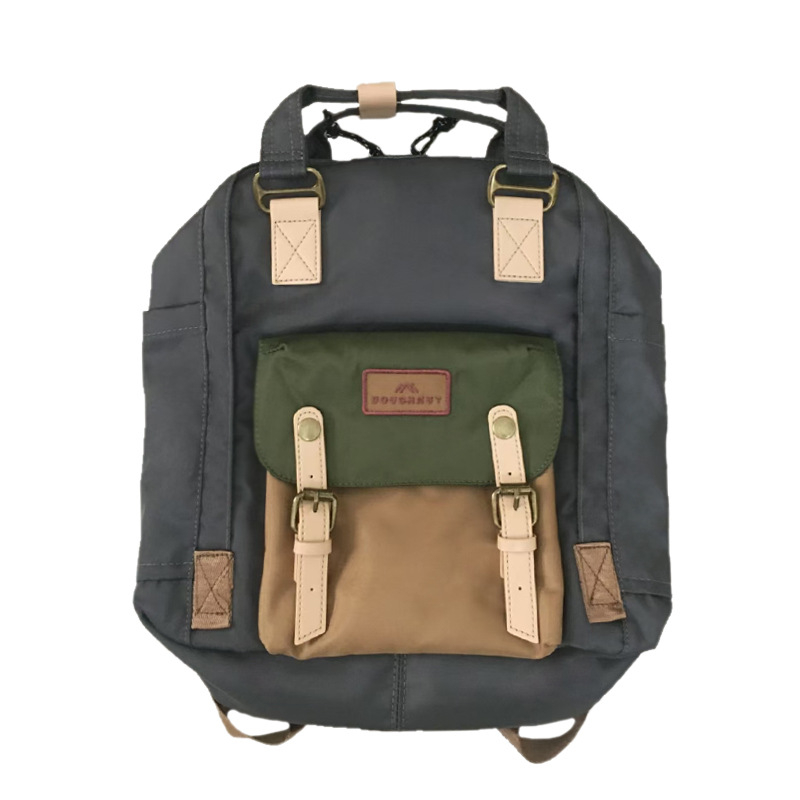 Nailoninė kuprinė su dangteliu, vandeniui atspari donut stiliaus, universalus mokiniams su nešiojamojo kompiuterio skyriaus ir laminuota vidinė kišenė užtrauktuku