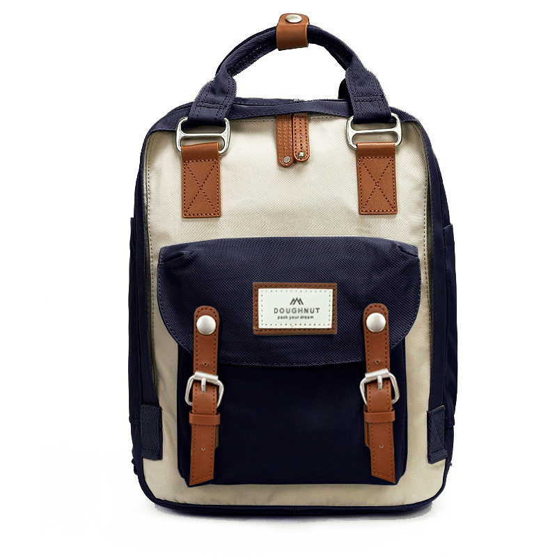 Nailoninė kuprinė su dangteliu, vandeniui atspari donut stiliaus, universalus mokiniams su nešiojamojo kompiuterio skyriaus ir laminuota vidinė kišenė užtrauktuku