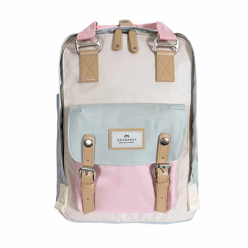 Nailoninė kuprinė su dangteliu, vandeniui atspari donut stiliaus, universalus mokiniams su nešiojamojo kompiuterio skyriaus ir laminuota vidinė kišenė užtrauktuku