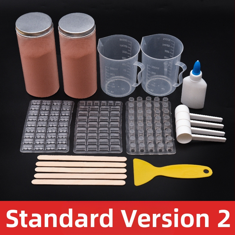 Комплект инструменти за песъчена маса с форми за модели за миниатюрни тухли; неелектричен, еднофункционален, подходящ за деца 0-3 години