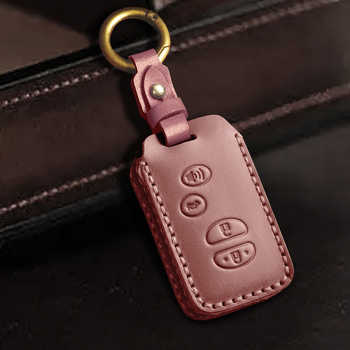 Toyota atslēgu vāciņš no govs ādas, vienkāršs stils, pielāgošana pieejama, saderīgs ar Highlander un Land Cruiser atslēgām