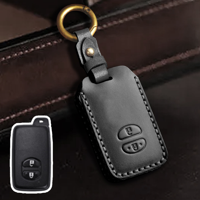 Toyota atslēgu vāciņš no govs ādas, vienkāršs stils, pielāgošana pieejama, saderīgs ar Highlander un Land Cruiser atslēgām