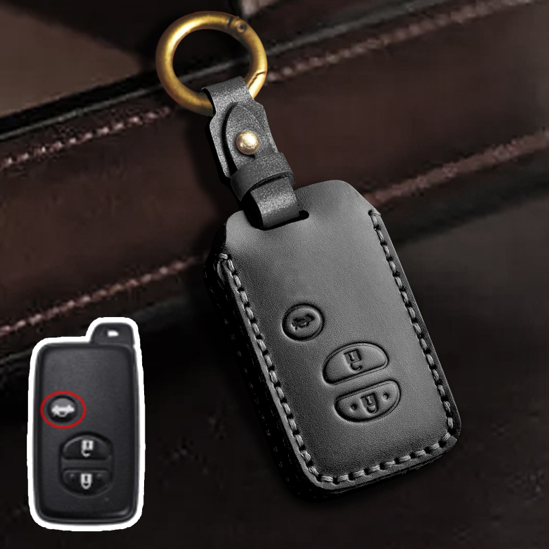 Toyota atslēgu vāciņš no govs ādas, vienkāršs stils, pielāgošana pieejama, saderīgs ar Highlander un Land Cruiser atslēgām