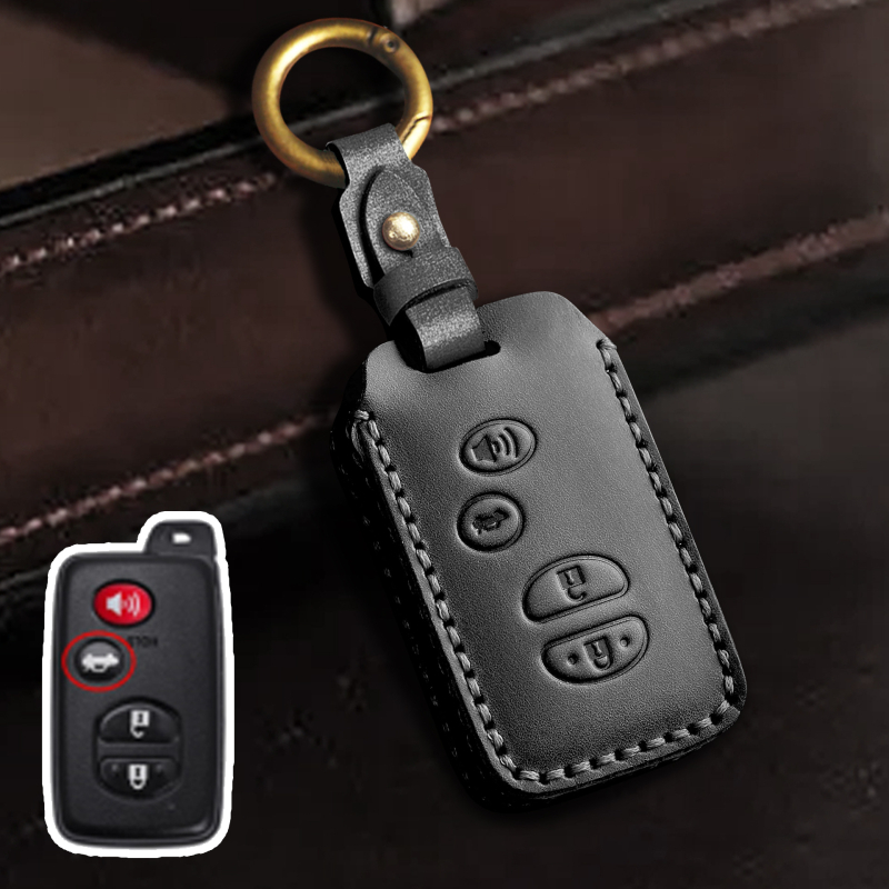 Toyota atslēgu vāciņš no govs ādas, vienkāršs stils, pielāgošana pieejama, saderīgs ar Highlander un Land Cruiser atslēgām