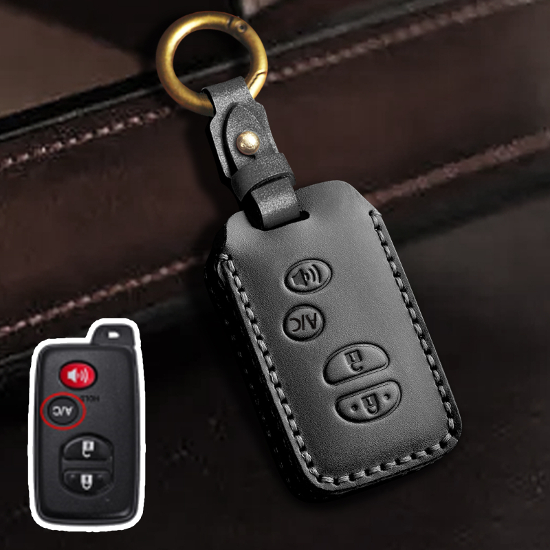 Toyota atslēgu vāciņš no govs ādas, vienkāršs stils, pielāgošana pieejama, saderīgs ar Highlander un Land Cruiser atslēgām