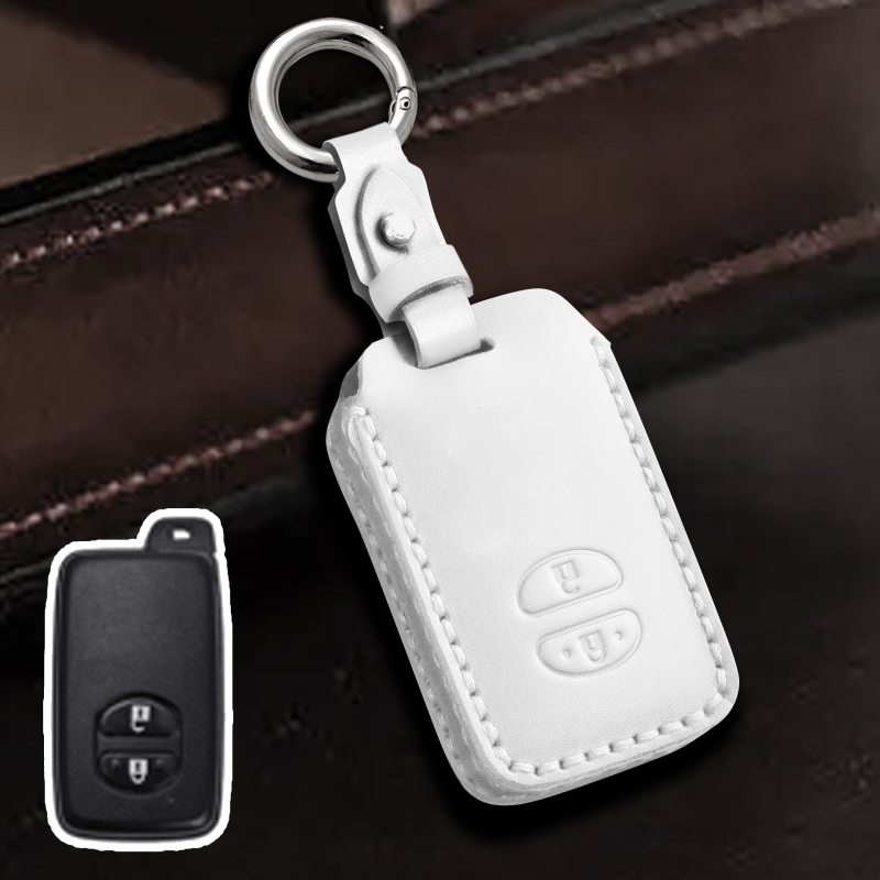 Toyota atslēgu vāciņš no govs ādas, vienkāršs stils, pielāgošana pieejama, saderīgs ar Highlander un Land Cruiser atslēgām
