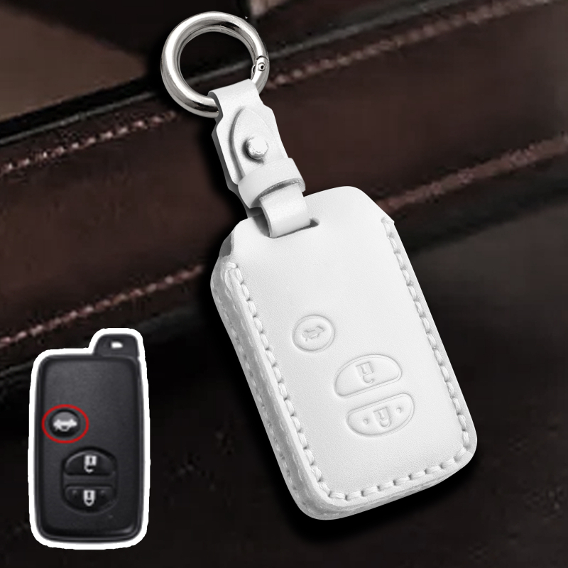 Toyota atslēgu vāciņš no govs ādas, vienkāršs stils, pielāgošana pieejama, saderīgs ar Highlander un Land Cruiser atslēgām