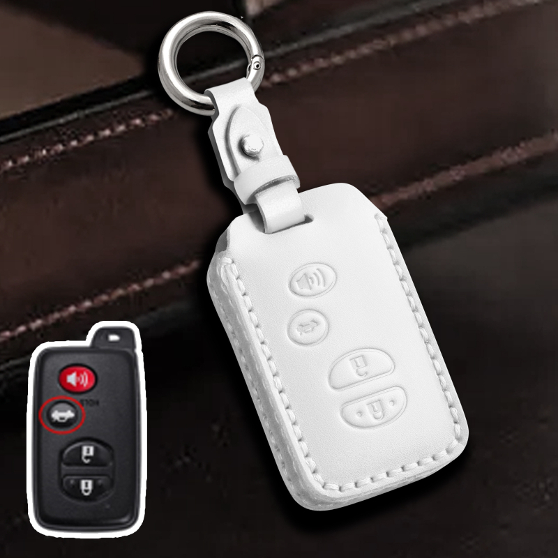 Toyota atslēgu vāciņš no govs ādas, vienkāršs stils, pielāgošana pieejama, saderīgs ar Highlander un Land Cruiser atslēgām