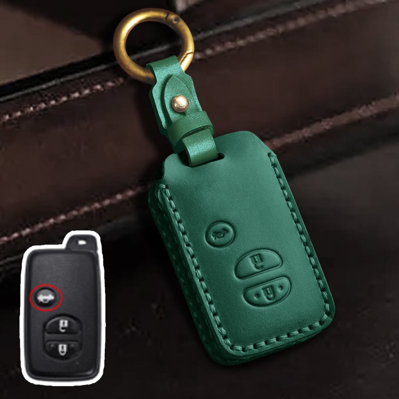 Toyota atslēgu vāciņš no govs ādas, vienkāršs stils, pielāgošana pieejama, saderīgs ar Highlander un Land Cruiser atslēgām