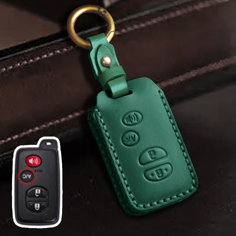 Toyota atslēgu vāciņš no govs ādas, vienkāršs stils, pielāgošana pieejama, saderīgs ar Highlander un Land Cruiser atslēgām
