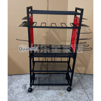 Μεταλλικό κινητό ράφι αποθήκευσης εργαλείων με ρόδες, 3 επίπεδα, βάση στο δάπεδο, σετ 2 τεμαχίων
