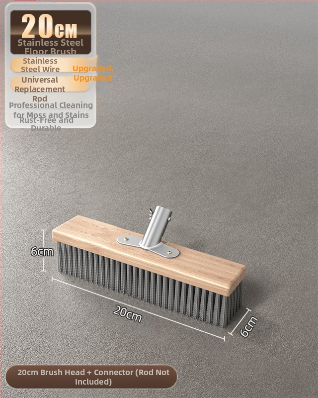 Nerūdijančio plieno vielinė grindų šluota su ilga rankena lauko sammalų šalinimui