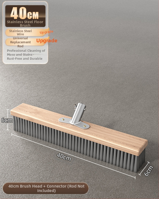 Nerūdijančio plieno vielinė grindų šluota su ilga rankena lauko sammalų šalinimui