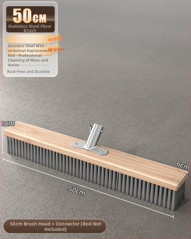 Nerūdijančio plieno vielinė grindų šluota su ilga rankena lauko sammalų šalinimui