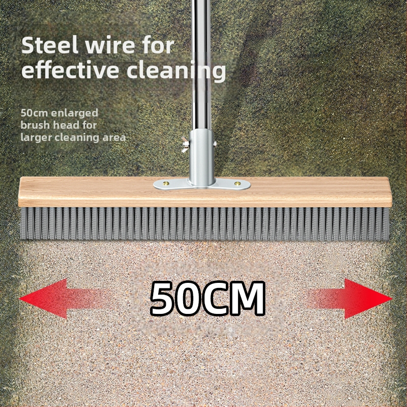Подова четка от неръждаема стомана с дълга дръжка за външно почистване и премахване на мъх