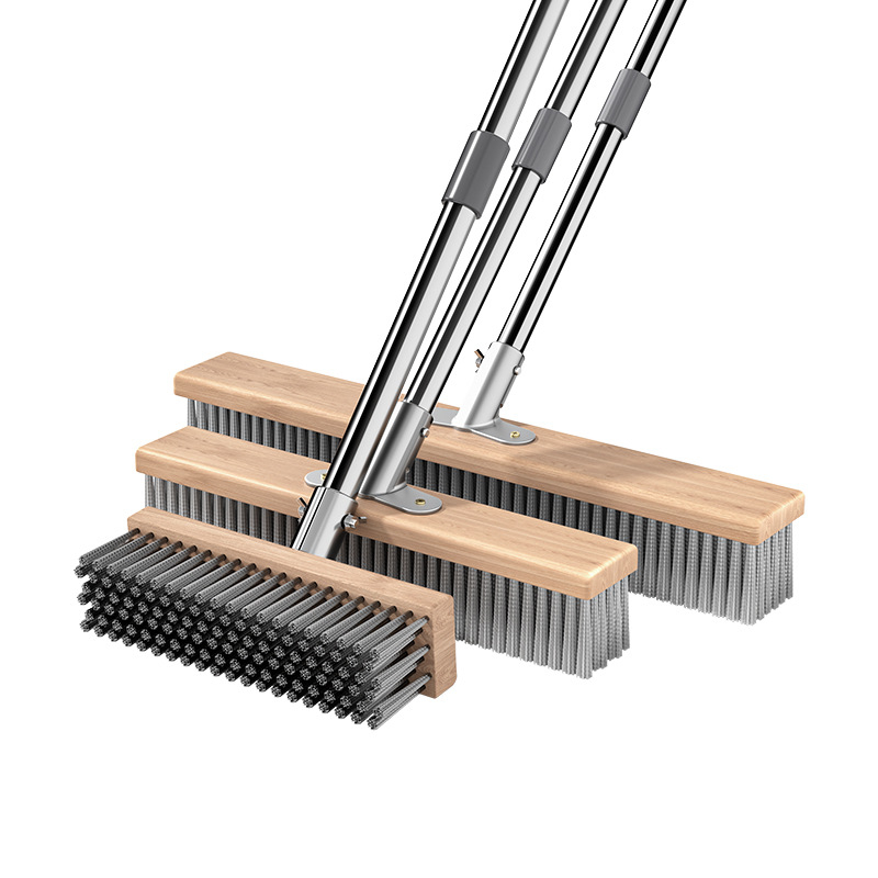 Nerūdijančio plieno vielinė grindų šluota su ilga rankena lauko sammalų šalinimui