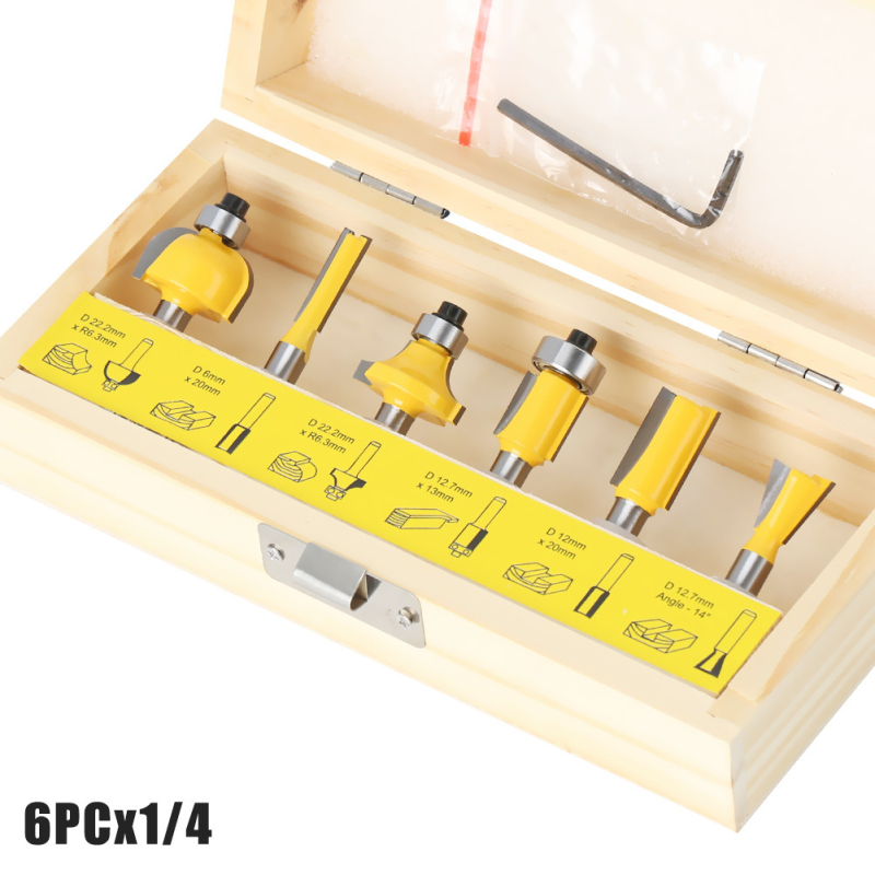 12-частен комплект дървообработващи фрези, за дърво, MDF и ламинирани плочи, гравиране и обработка на кантове