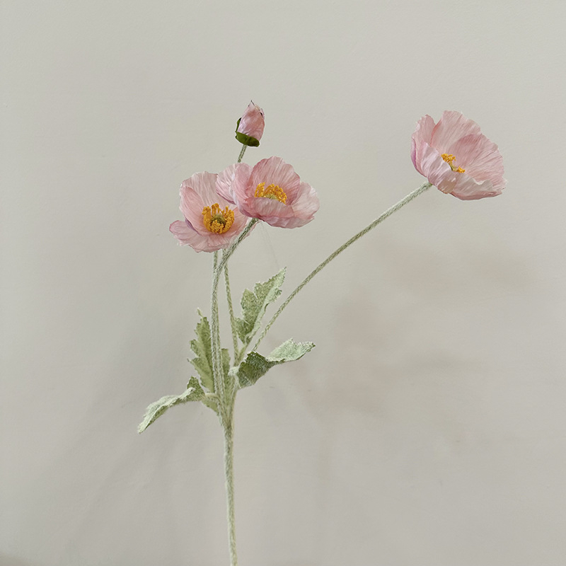 Dirbtinis aguonų žiedas – plastmasės medžiaga, vestuvėms, lauko naudojimui, nuotraukų rekvizitai, namų dekorui