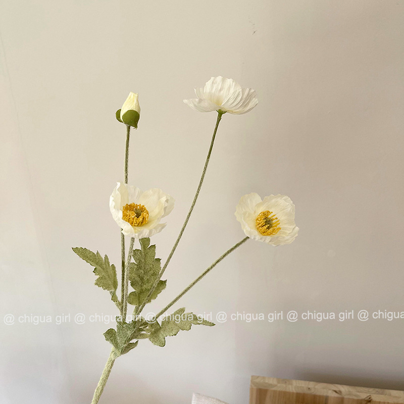 Dirbtinis aguonų žiedas – plastmasės medžiaga, vestuvėms, lauko naudojimui, nuotraukų rekvizitai, namų dekorui