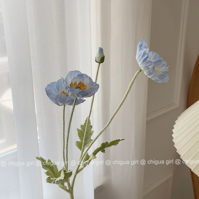 Dirbtinis aguonų žiedas – plastmasės medžiaga, vestuvėms, lauko naudojimui, nuotraukų rekvizitai, namų dekorui