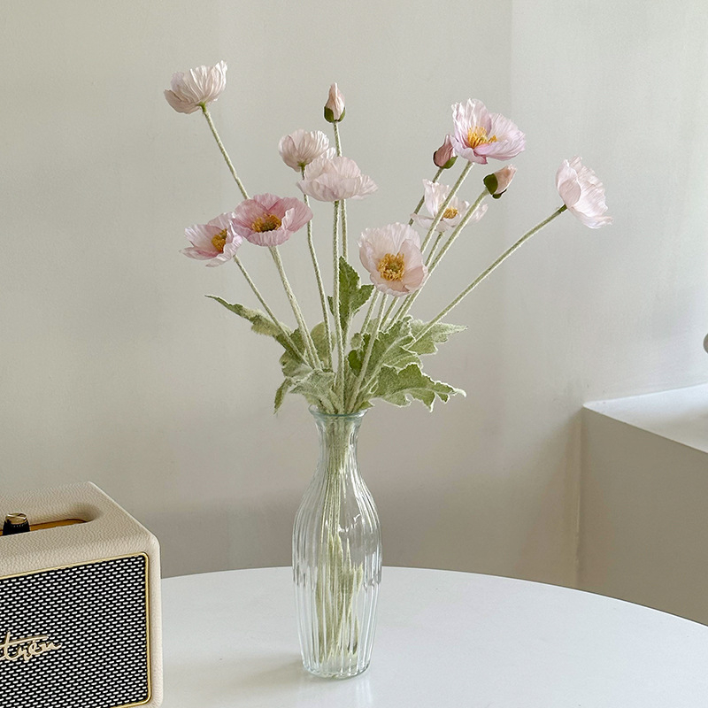 Dirbtinis aguonų žiedas – plastmasės medžiaga, vestuvėms, lauko naudojimui, nuotraukų rekvizitai, namų dekorui