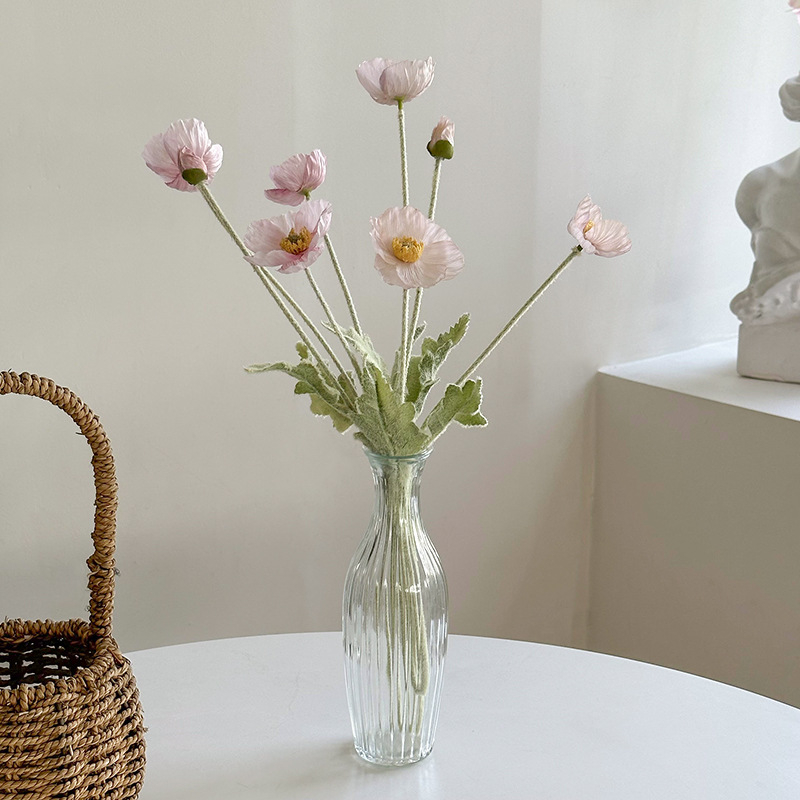 Dirbtinis aguonų žiedas – plastmasės medžiaga, vestuvėms, lauko naudojimui, nuotraukų rekvizitai, namų dekorui