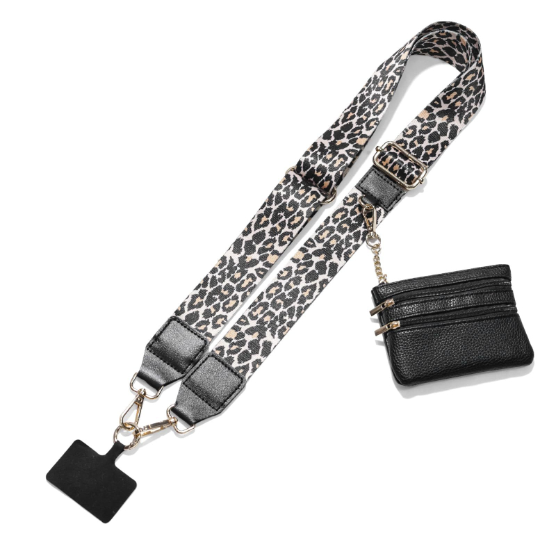Mobiliojo telefono lanyard su nailono juosta, poliesterio virvė ir metalo sagtis; unisex cross-body dizainas; pridedamas pakabukas.