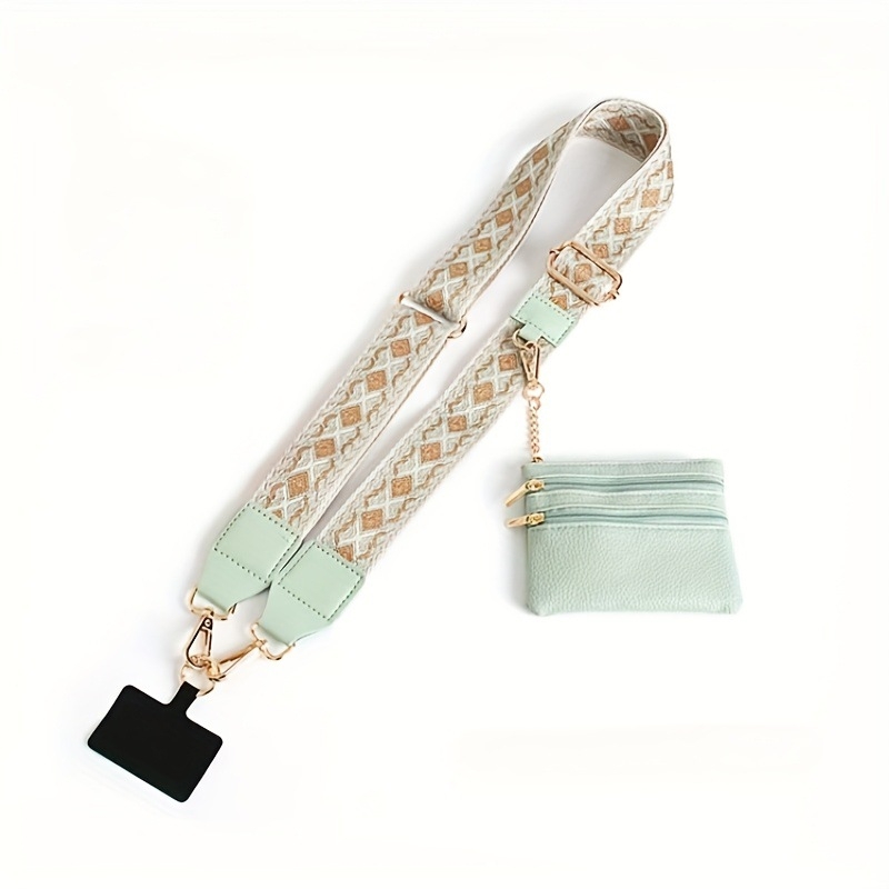 Mobiliojo telefono lanyard su nailono juosta, poliesterio virvė ir metalo sagtis; unisex cross-body dizainas; pridedamas pakabukas.