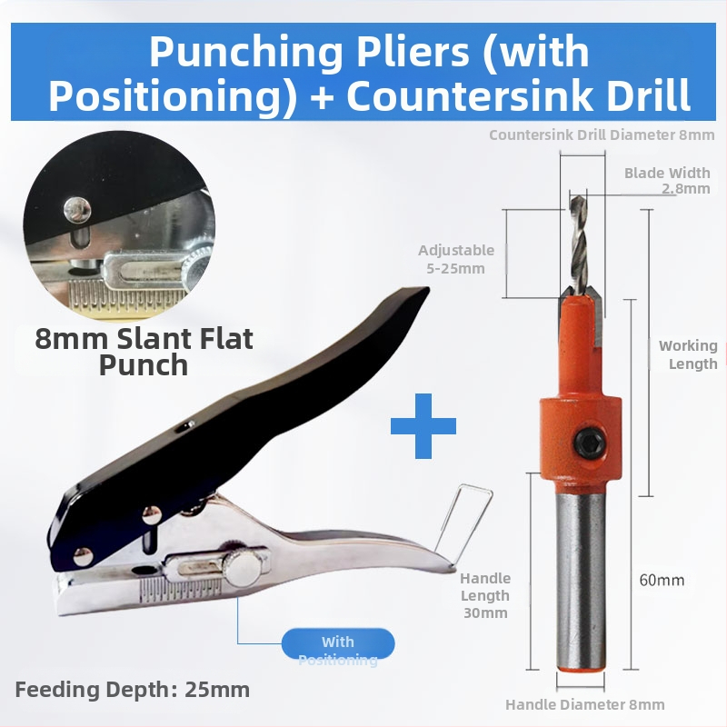 Пробивник за кантова лента, ръчен дървообработващ инструмент за екологични панели, пробиване на дупки