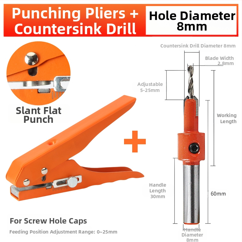 Пробивник за кантова лента, ръчен дървообработващ инструмент за екологични панели, пробиване на дупки