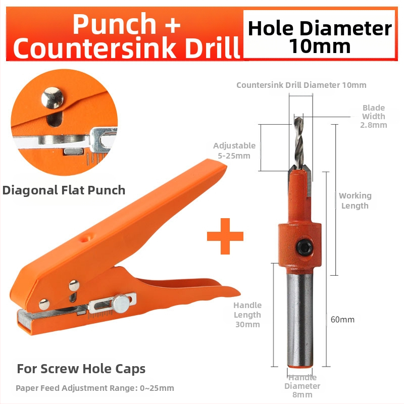 Пробивник за кантова лента, ръчен дървообработващ инструмент за екологични панели, пробиване на дупки