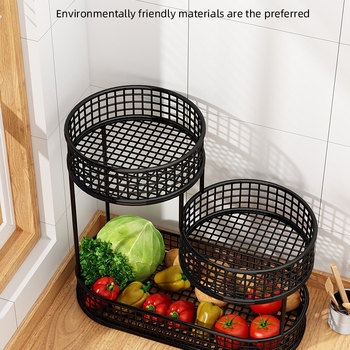 Μεταλλικό ράφι κουζίνας για φρούτα, κρεμμύδια, σκόρδο και τζίντζερ στον πάγκο – χωρίς εγκατάσταση, πολυχρηστικός οργανωτής