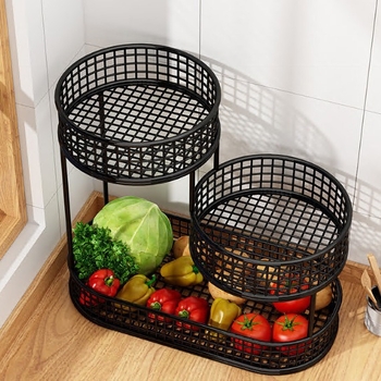 Μεταλλικό ράφι κουζίνας για φρούτα, κρεμμύδια, σκόρδο και τζίντζερ στον πάγκο – χωρίς εγκατάσταση, πολυχρηστικός οργανωτής